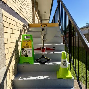 Pendulum slip testing stair treads
