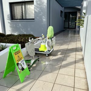 Pedestrian slip testing at a strata property entrance
