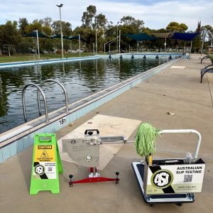 Pendulum slip testing pool surrounds in Robinvale, Victoria