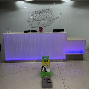 Dry floor slip testing in an airline lounge