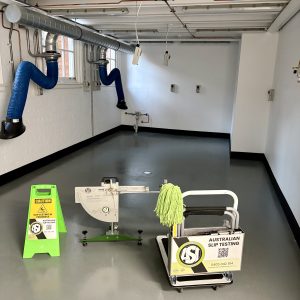Pedestrian slip resistance measurement in a university's workshop
